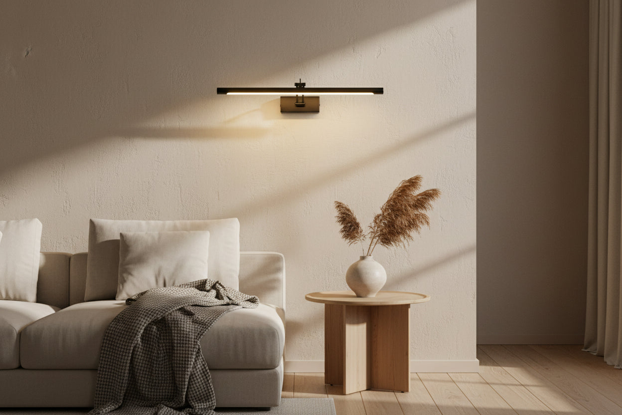 Arandela LED Linear Rotativa 40–55cm 3000K - 5000k | Luminária de Parede Minimalista para Espelhos, Quadros e Cabeceira