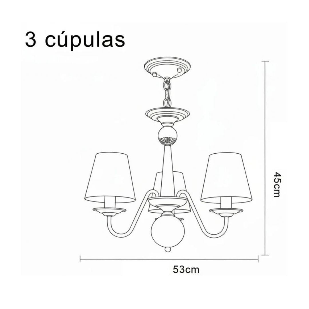 Lustre Preto Vintage De 3 a 10 Cúpulas