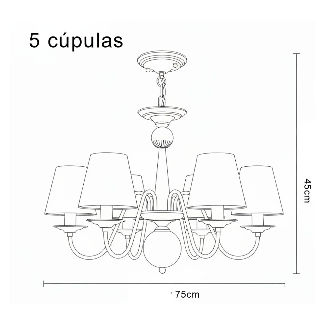 Lustre Preto Vintage De 3 a 10 Cúpulas