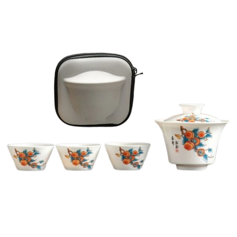 Conjunto de Chá Gaiwan 5 peças Cerâmica Chinesa