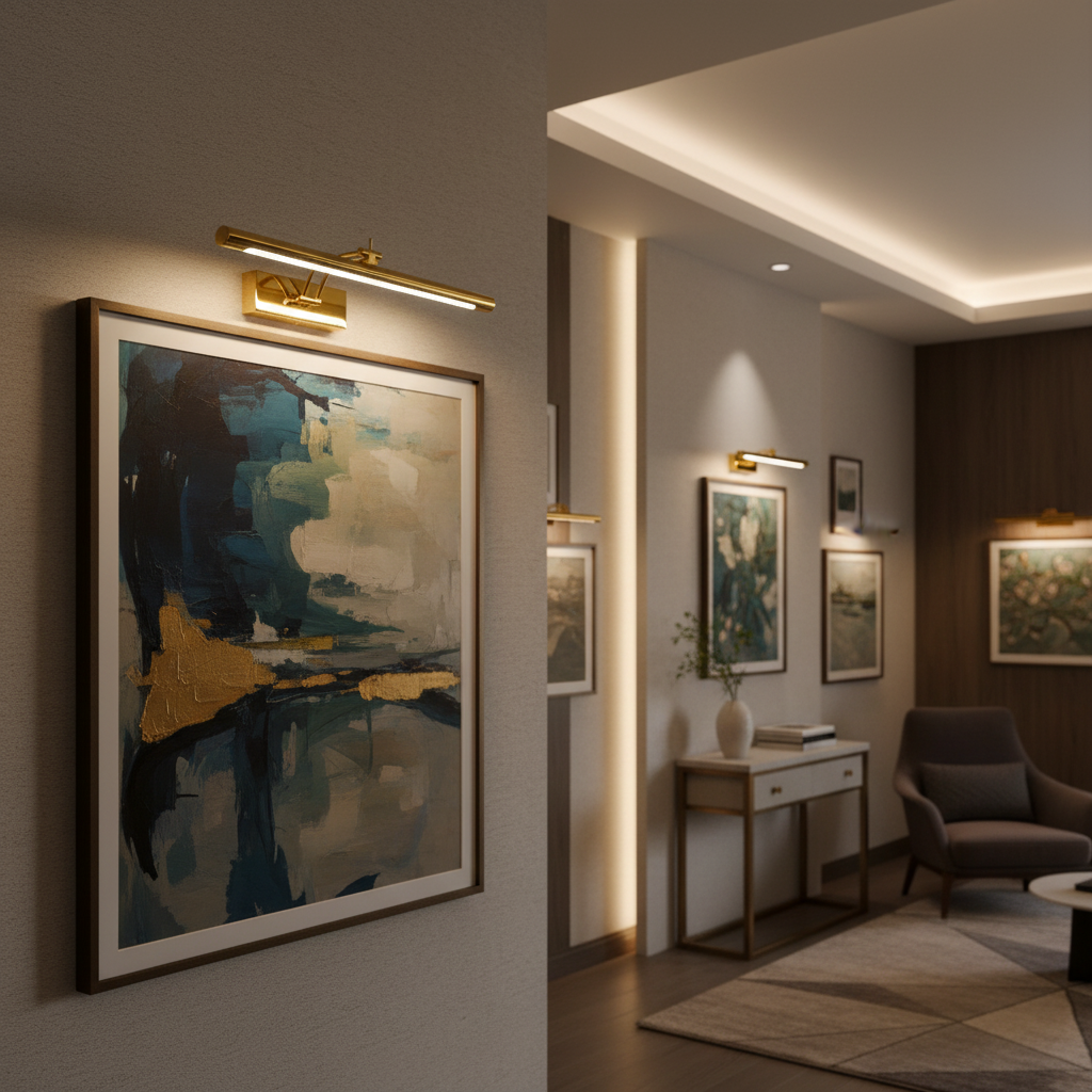 Arandela de Parede LED Linear Rotativa 40cm - Iluminação Moderna para Quadros e Espelhos