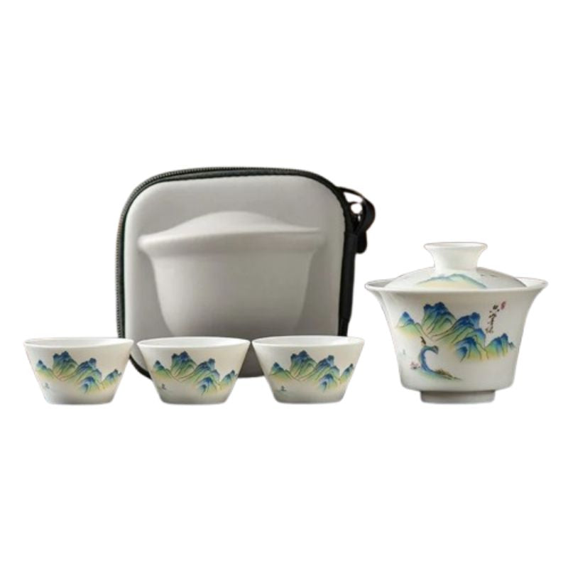 Conjunto de Chá Gaiwan 5 peças Cerâmica Chinesa