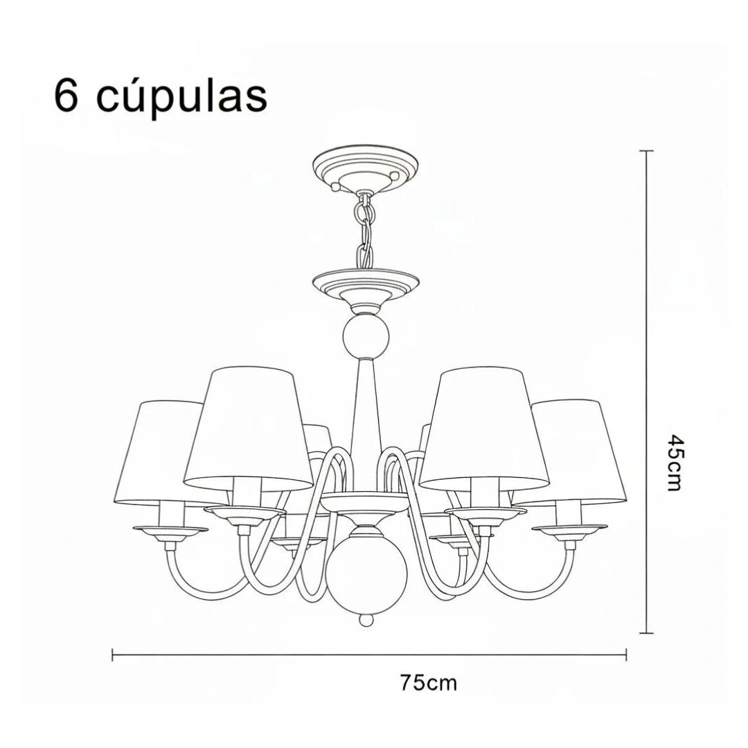 Lustre Preto Vintage De 3 a 10 Cúpulas