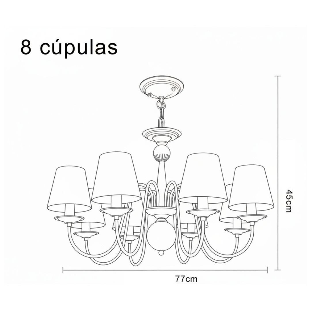 Lustre Preto Vintage De 3 a 10 Cúpulas
