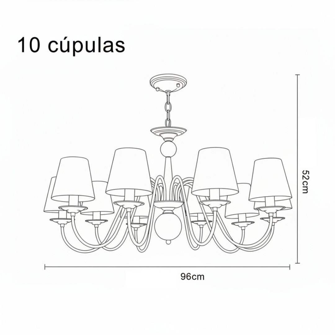 Lustre Preto Vintage De 3 a 10 Cúpulas