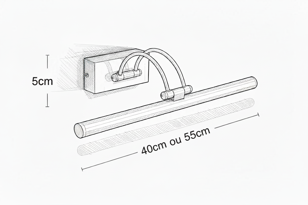 Arandela LED Linear Rotativa 40–55cm 3000K - 5000k | Luminária de Parede Minimalista para Espelhos, Quadros e Cabeceira
