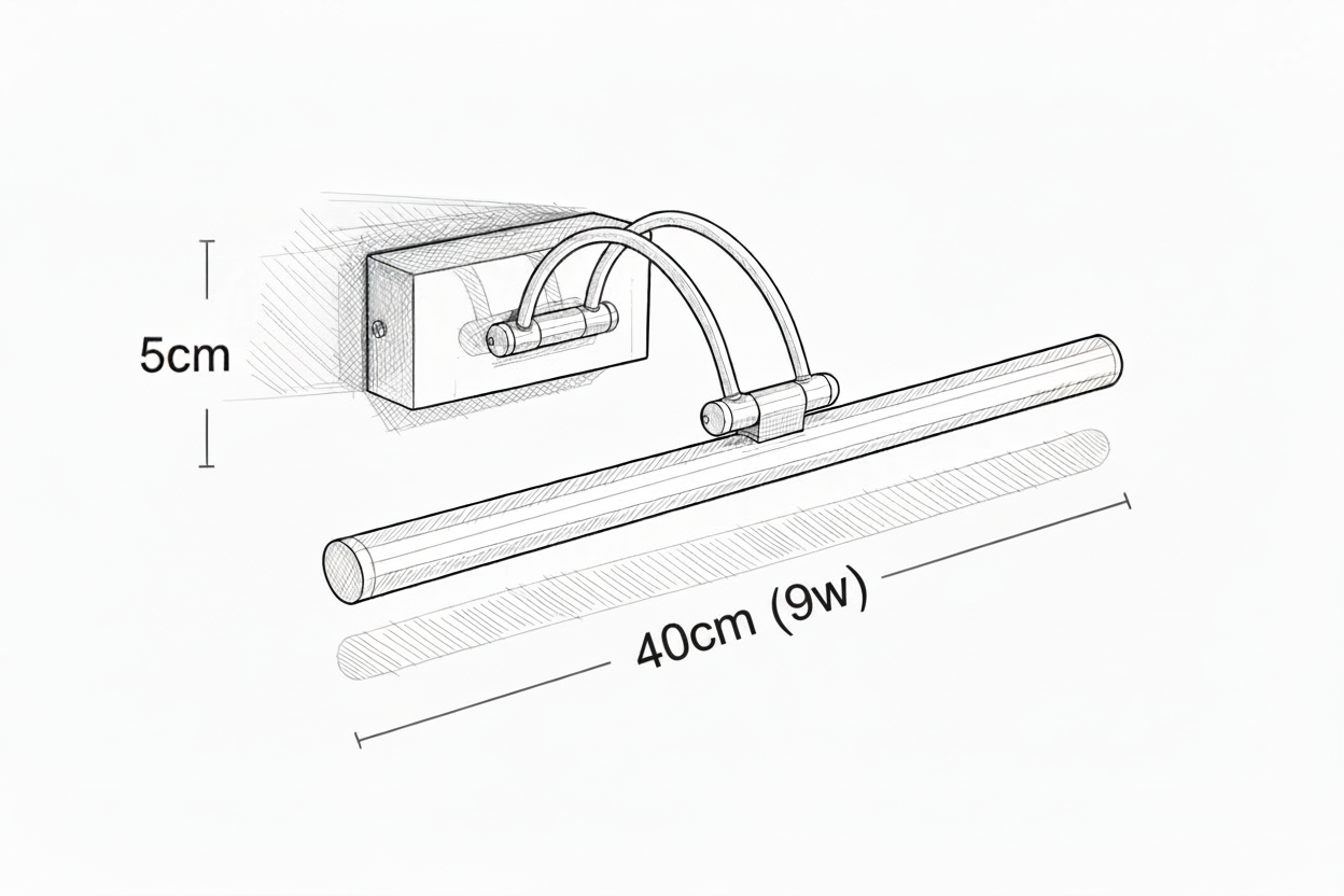Arandela de Parede LED Linear Rotativa 40cm - Iluminação Moderna para Quadros e Espelhos