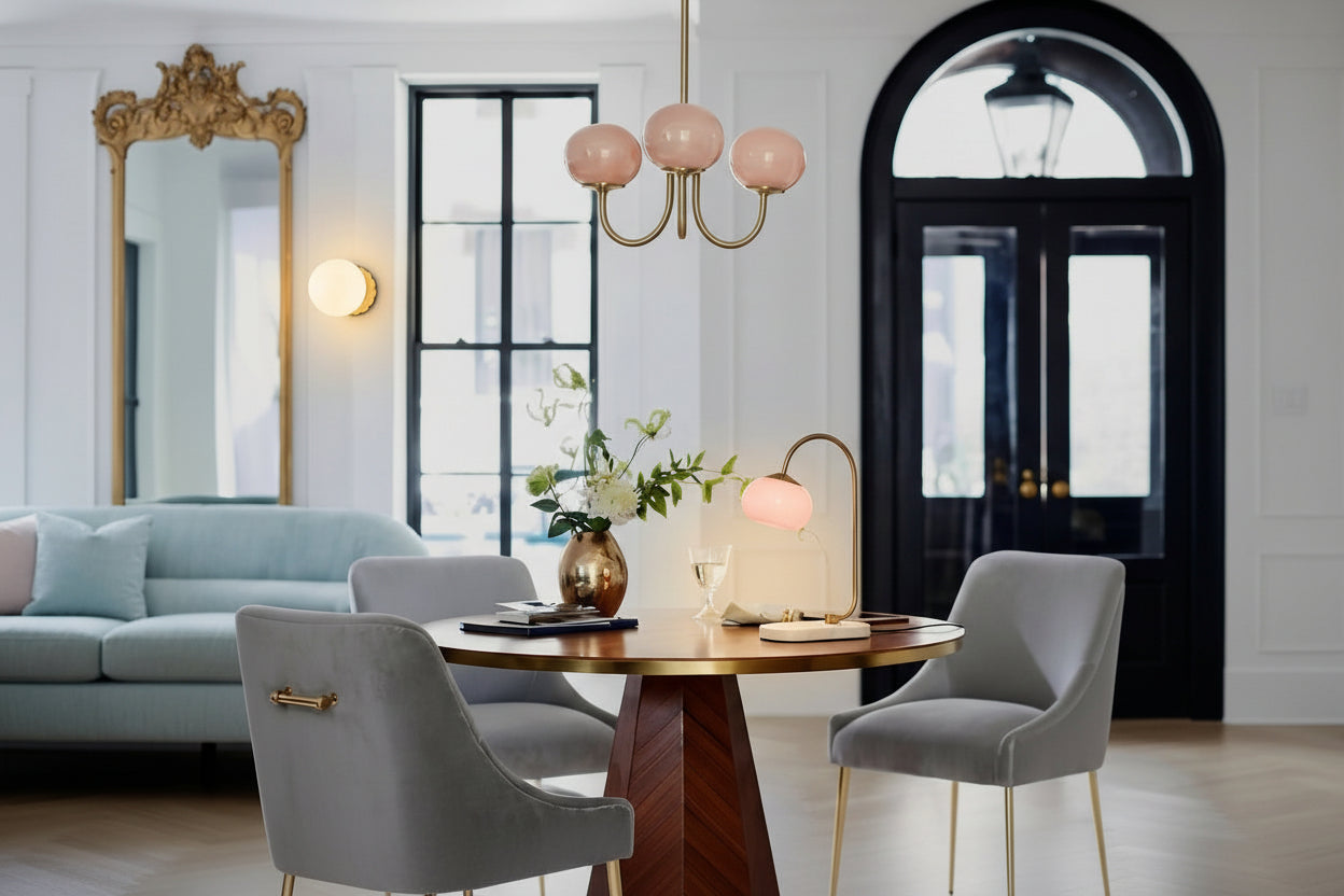 Lustre Pendente, Arandela e Abajur Moderno Bauhaus Glass – Coleção Completa (3 e 5 Globos)
