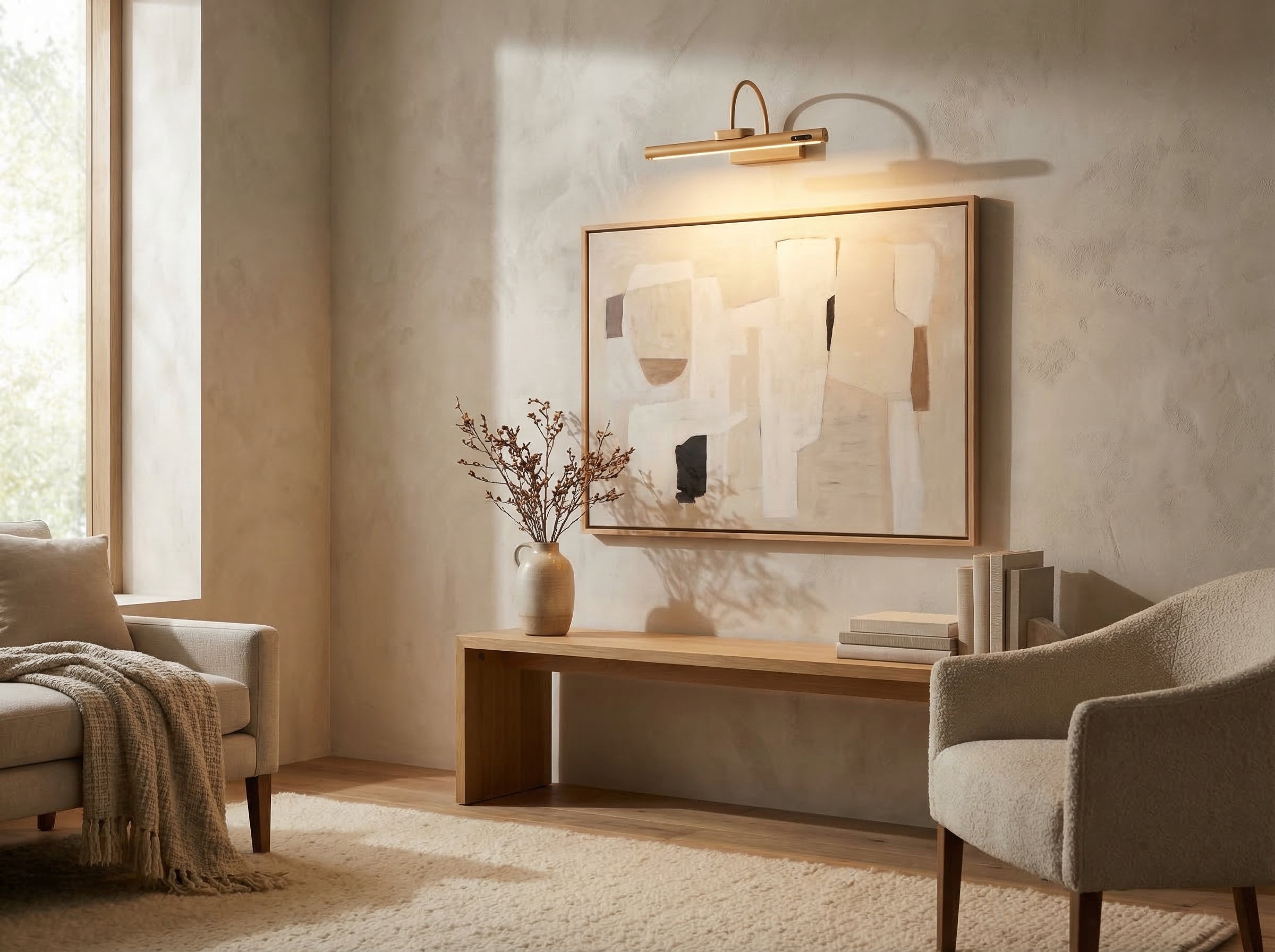 Arandela Recarregável Sem Fio Linear Iluminação Quadros  Controle Remoto