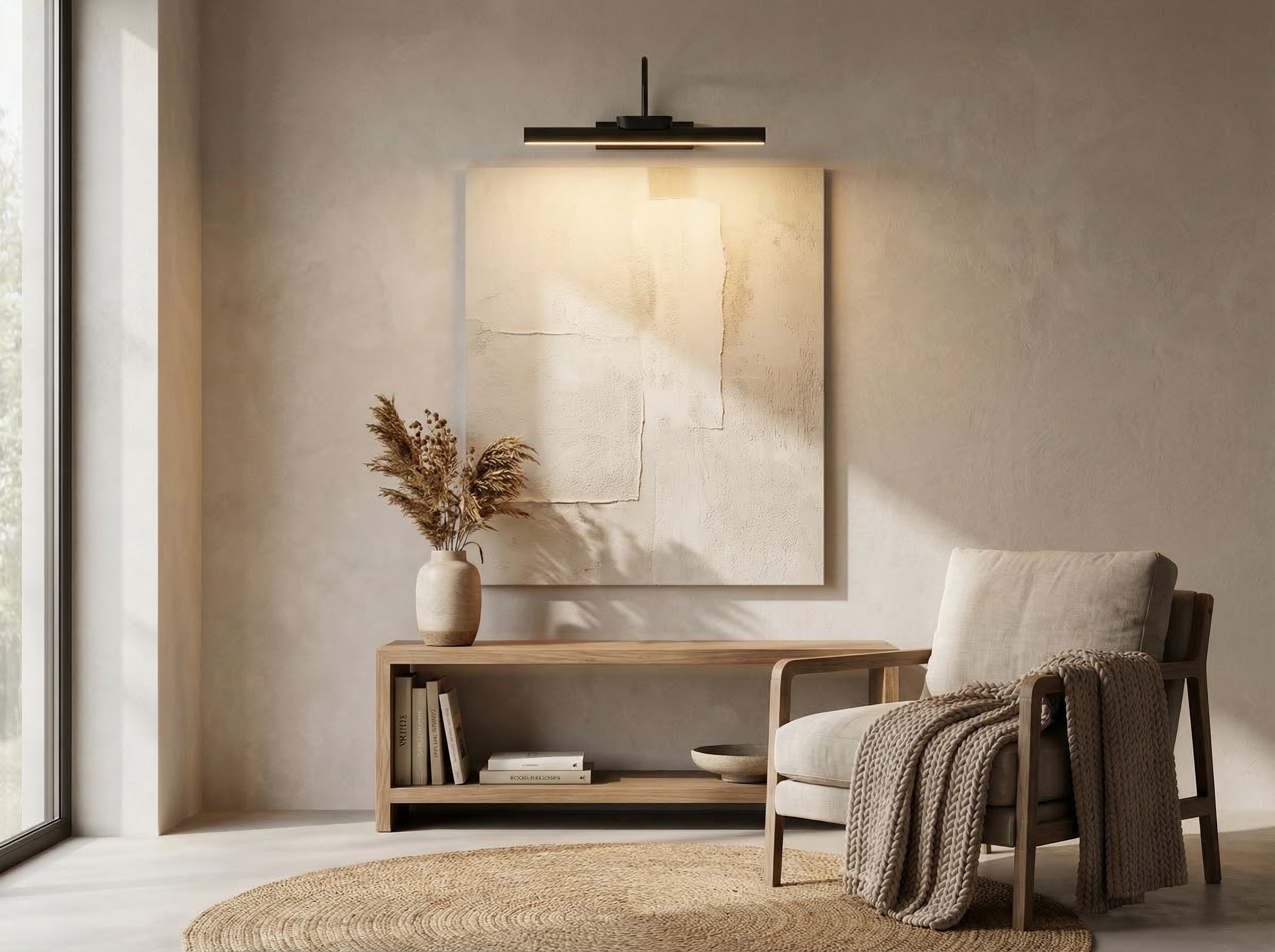 Arandela Recarregável Sem Fio Linear Iluminação Quadros  Controle Remoto