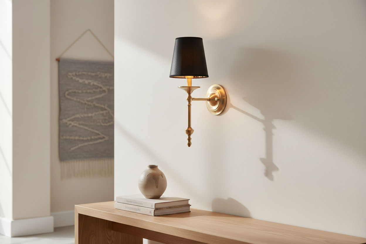 Arandela de Parede Tocheiro Dourada Classic Luminária Black