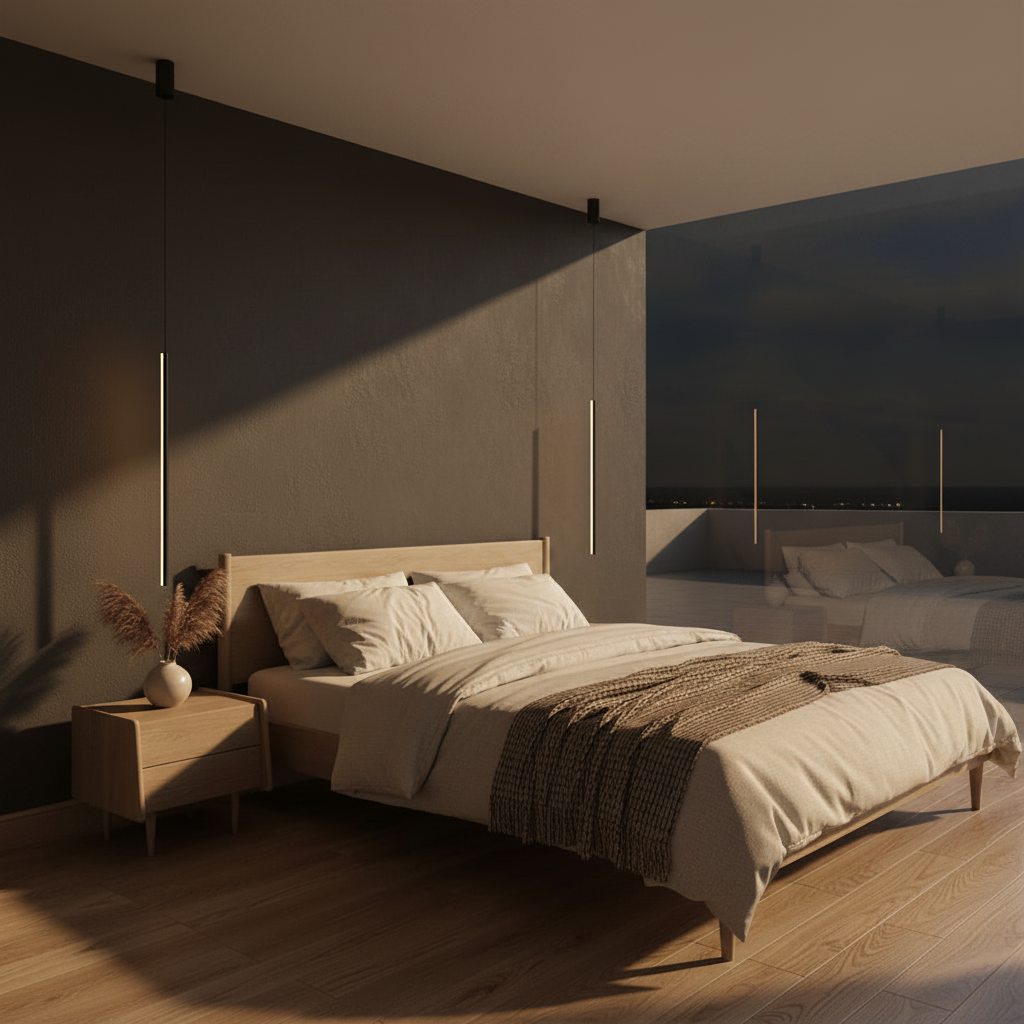 Pendente LED Linear Moderno Geométrico Minimalista para Quarto e Sala