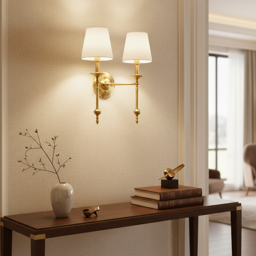 Arandela de Parede Tocheiro Dupla Duas Cúpulas