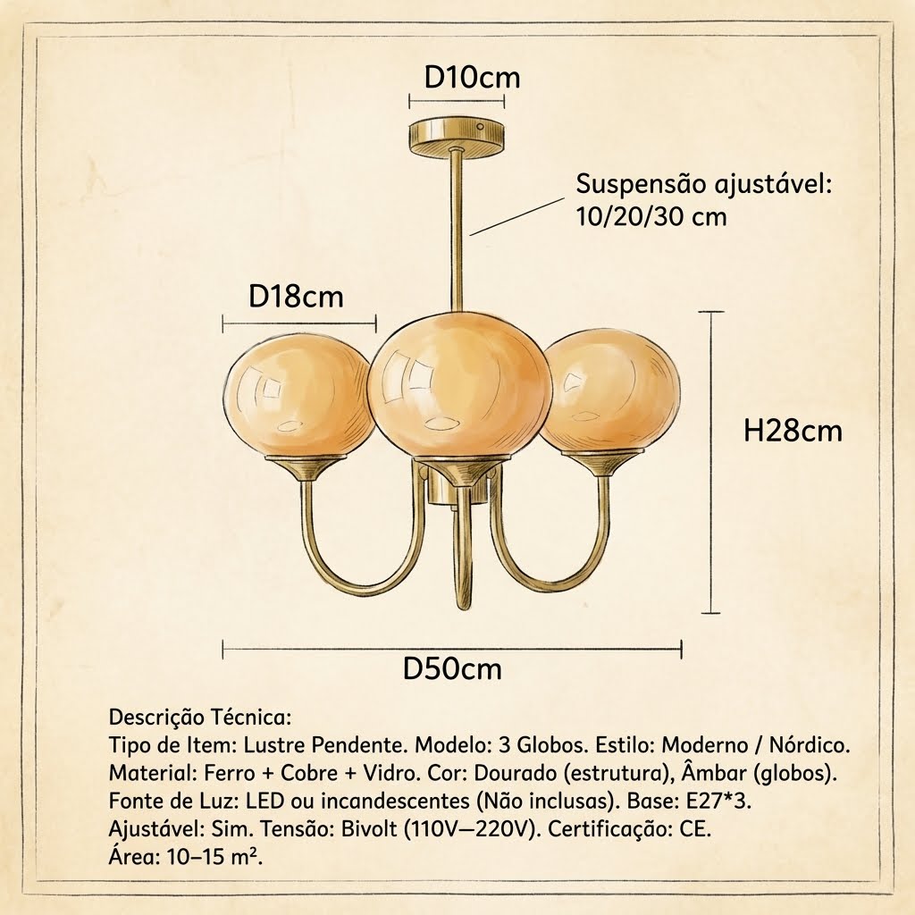 Lustre Pendente, Arandela e Abajur Moderno Bauhaus Glass – Coleção Completa (3 e 5 Globos)