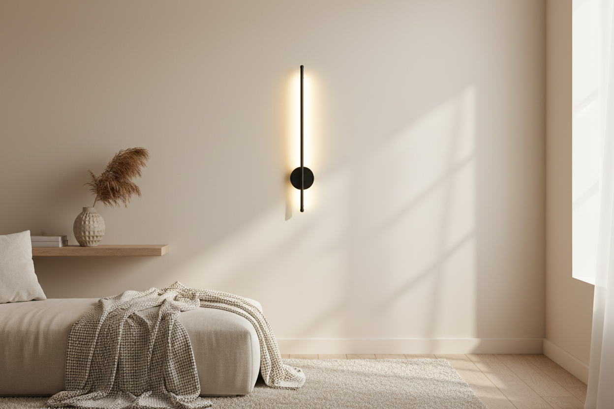 Luminária de Parede Magnética Recarregável 50 cm Preta e Dourada LED Sem Fio