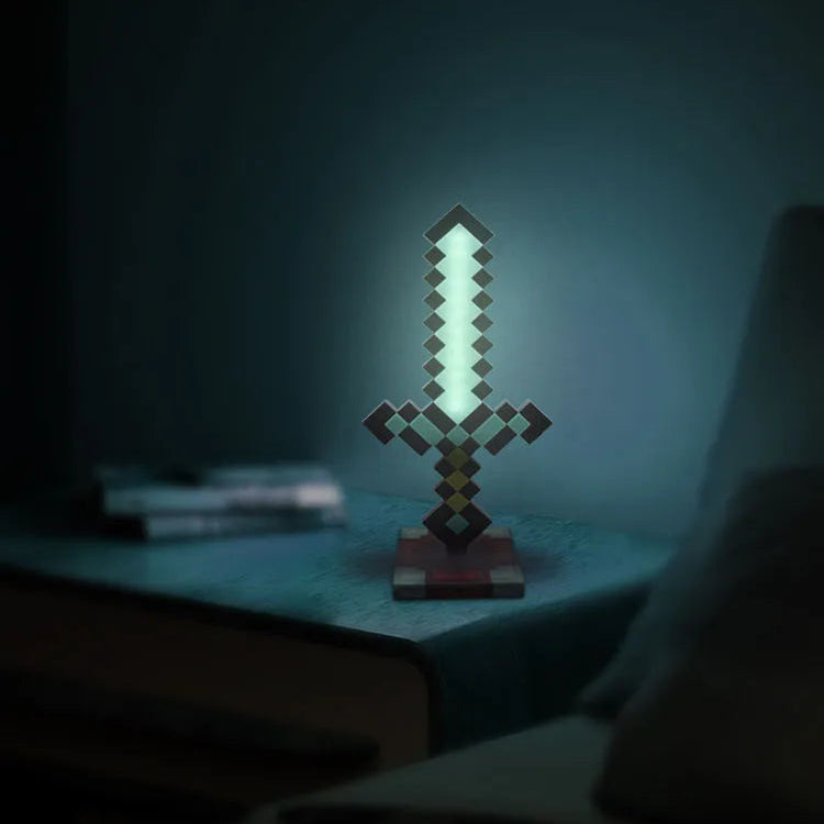 Luminaria de Mesa Espada Minecraft Com Base Recarregável