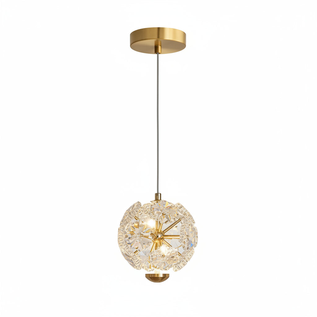 Pendente Safira Dourado Lustre Cristal