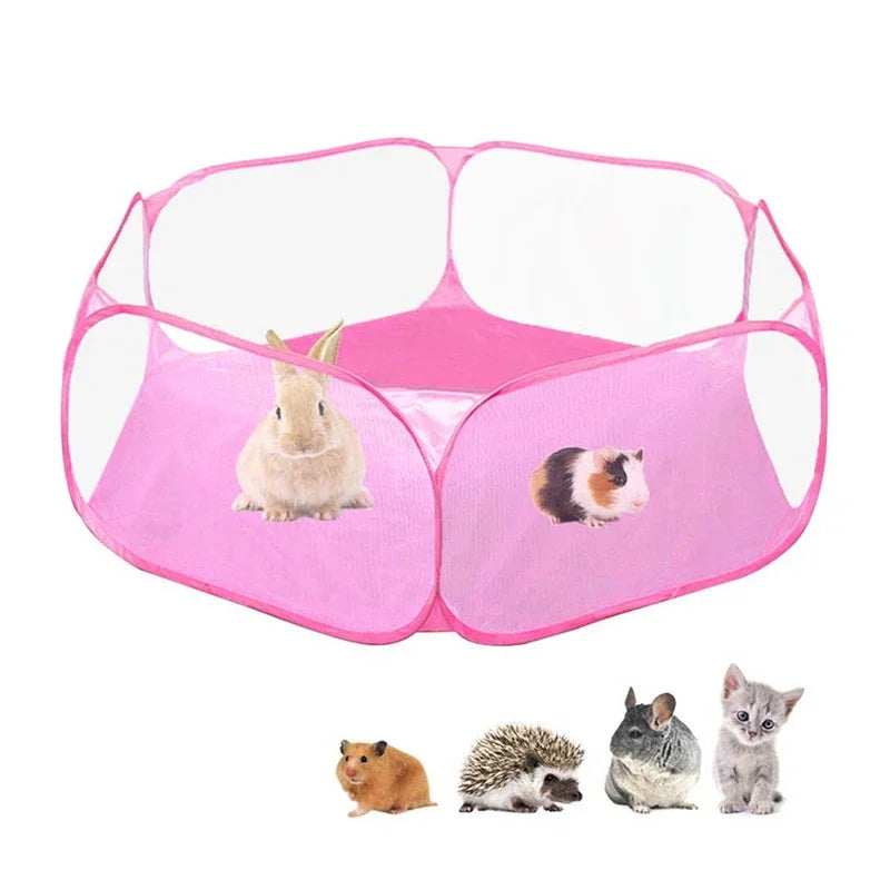 Cercado Portátil Transparente para Pequenos Animais – Cercado Dobrável Tipo Tenda para Cachorro, Hamster, Coelho, Porquinho-da-Índia