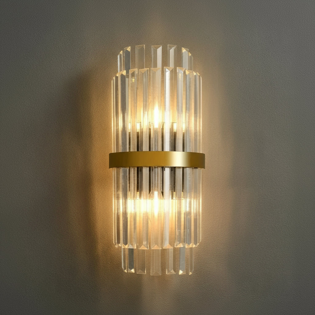Arandela de Cristal Golden – Iluminação Sofisticada Art Deco