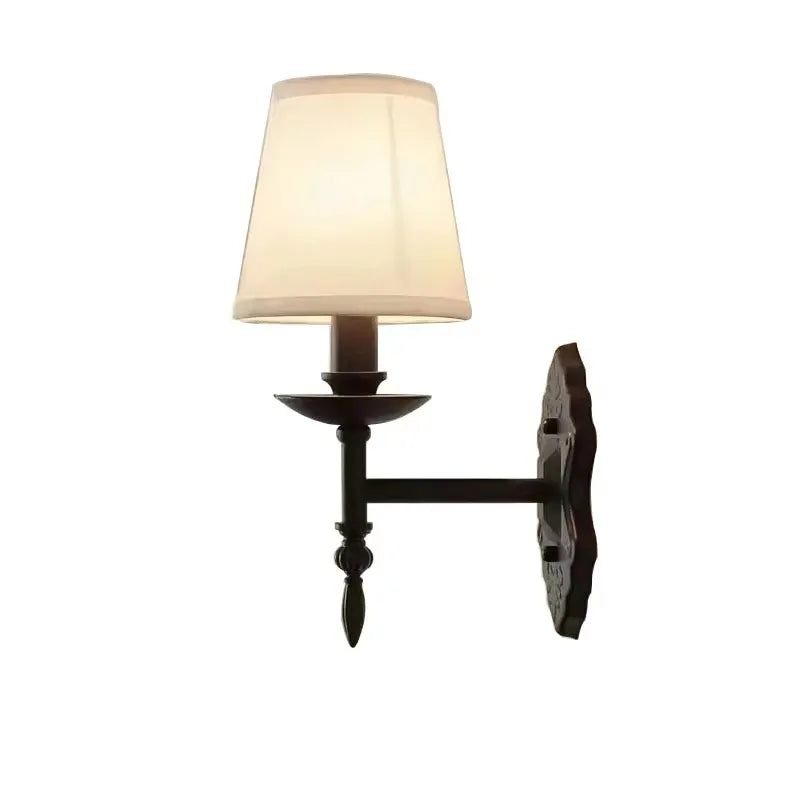 Arandela Tocheiro Preto Vintage com Cúpula de Tecido Branco