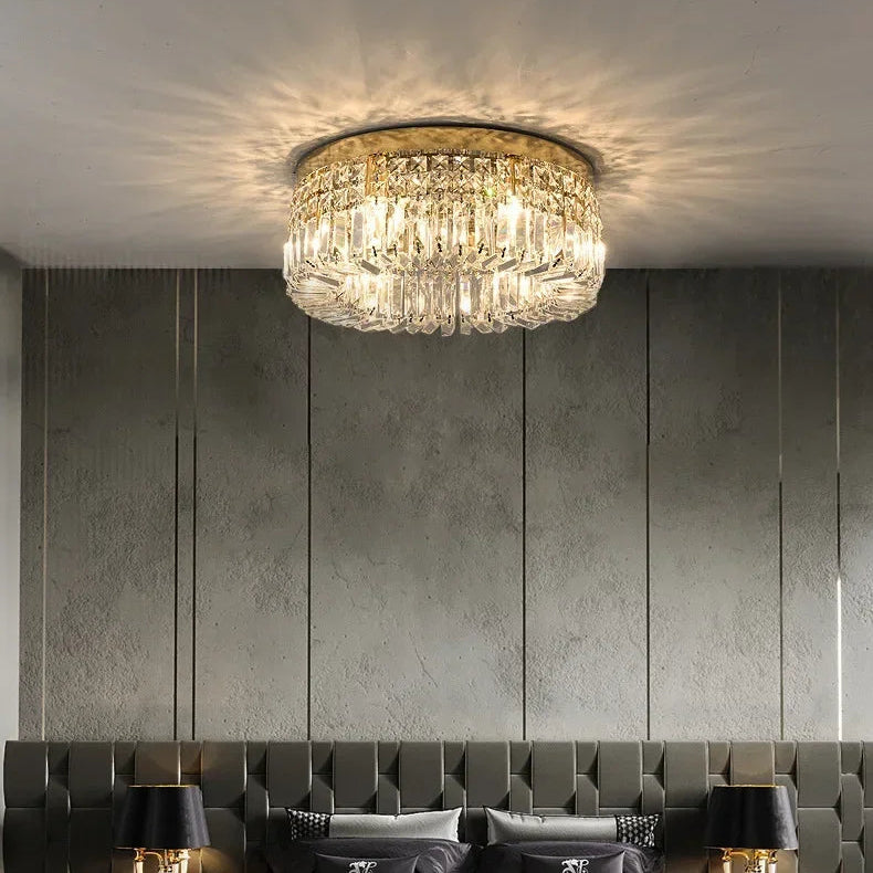Lustre de Teto Redondo 40, 50, 60, 80cm Pingente de Cristal Moderno