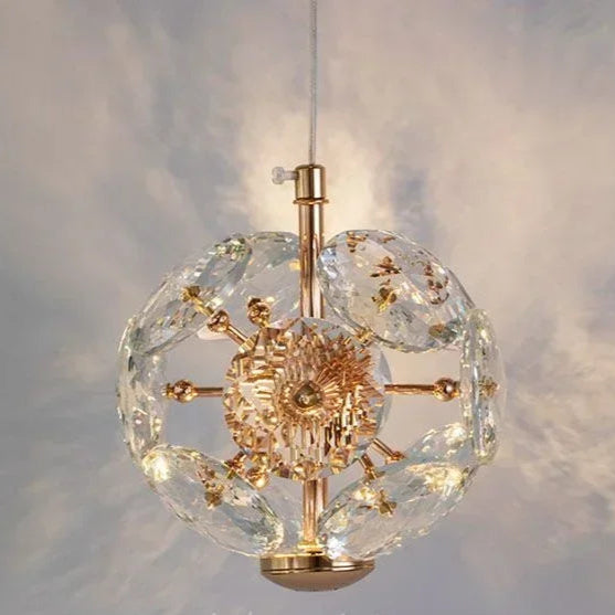 Pendente Safira Dourado Lustre Cristal