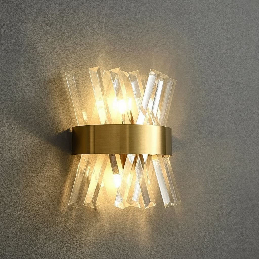 Arandela de Cristal Golden – Iluminação Sofisticada Art Deco