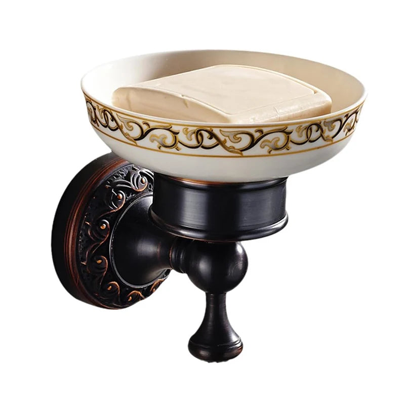 Saboneteira de Parede Vintage Bronze e Preto
