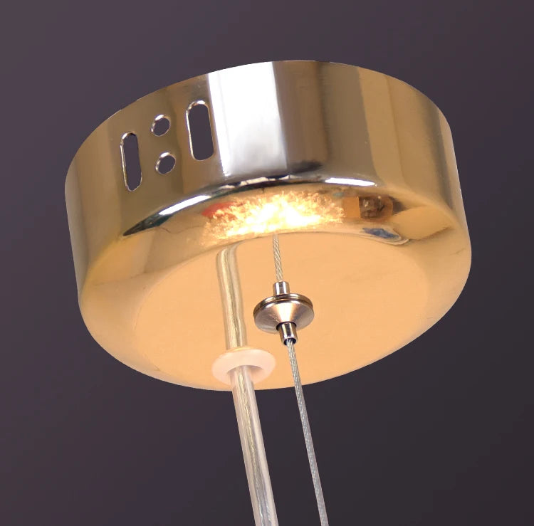 Lustre Moderno de Cristal Dente de Leão 50cm Pendente Cromado e Dourado