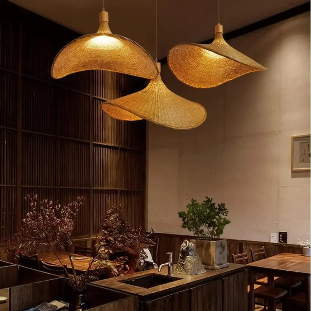 Lustre Pendente Decorativo de Bambu e Rattan 30, 40, 50, 60 e 80cm