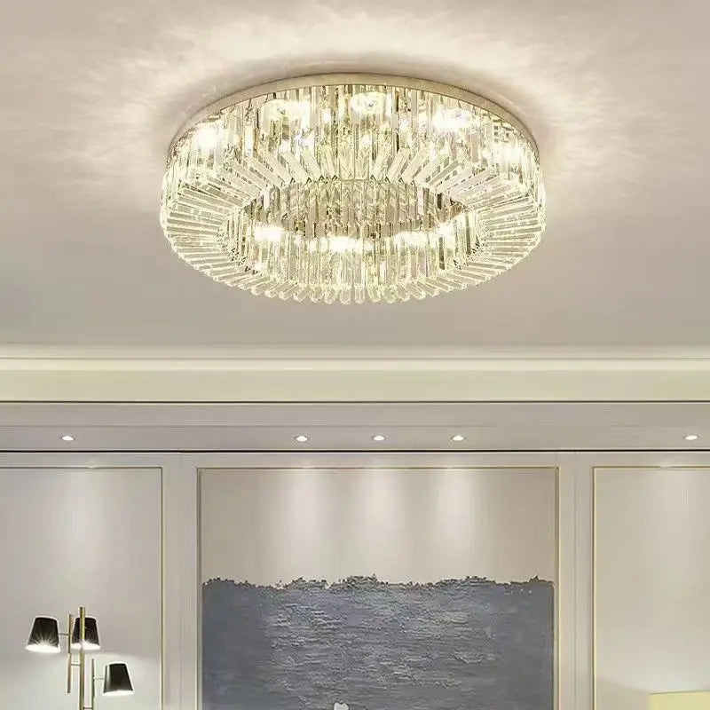 Lustre de Teto Redondo 40, 50, 60, 80cm Pingente de Cristal Moderno
