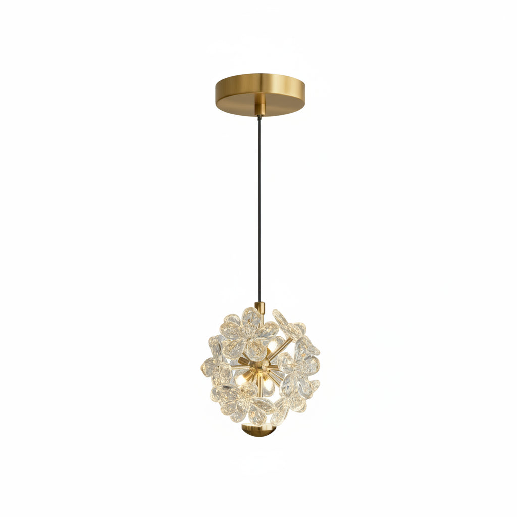 Pendente Safira Dourado Lustre Cristal