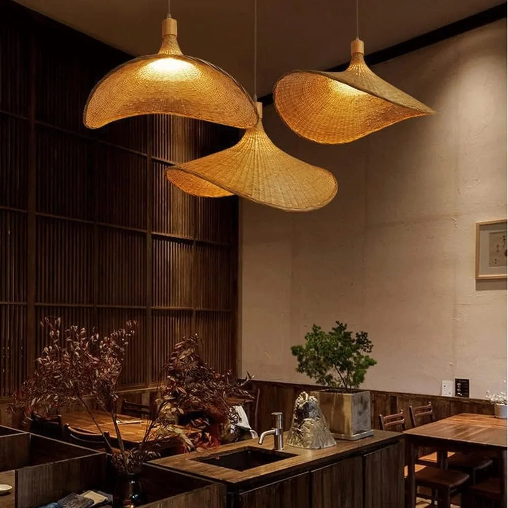 Lustre Pendente Decorativo de Bambu e Rattan 30, 40, 50, 60 e 80cm