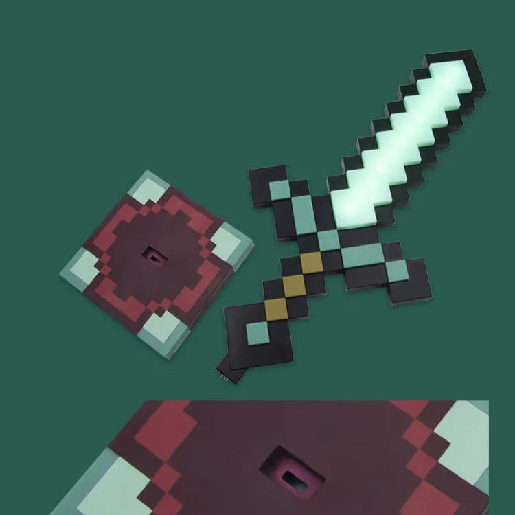 Luminaria de Mesa Espada Minecraft Com Base Recarregável