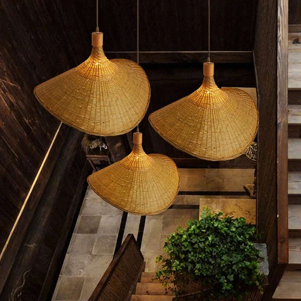 Lustre Pendente Decorativo de Bambu e Rattan 30, 40, 50, 60 e 80cm