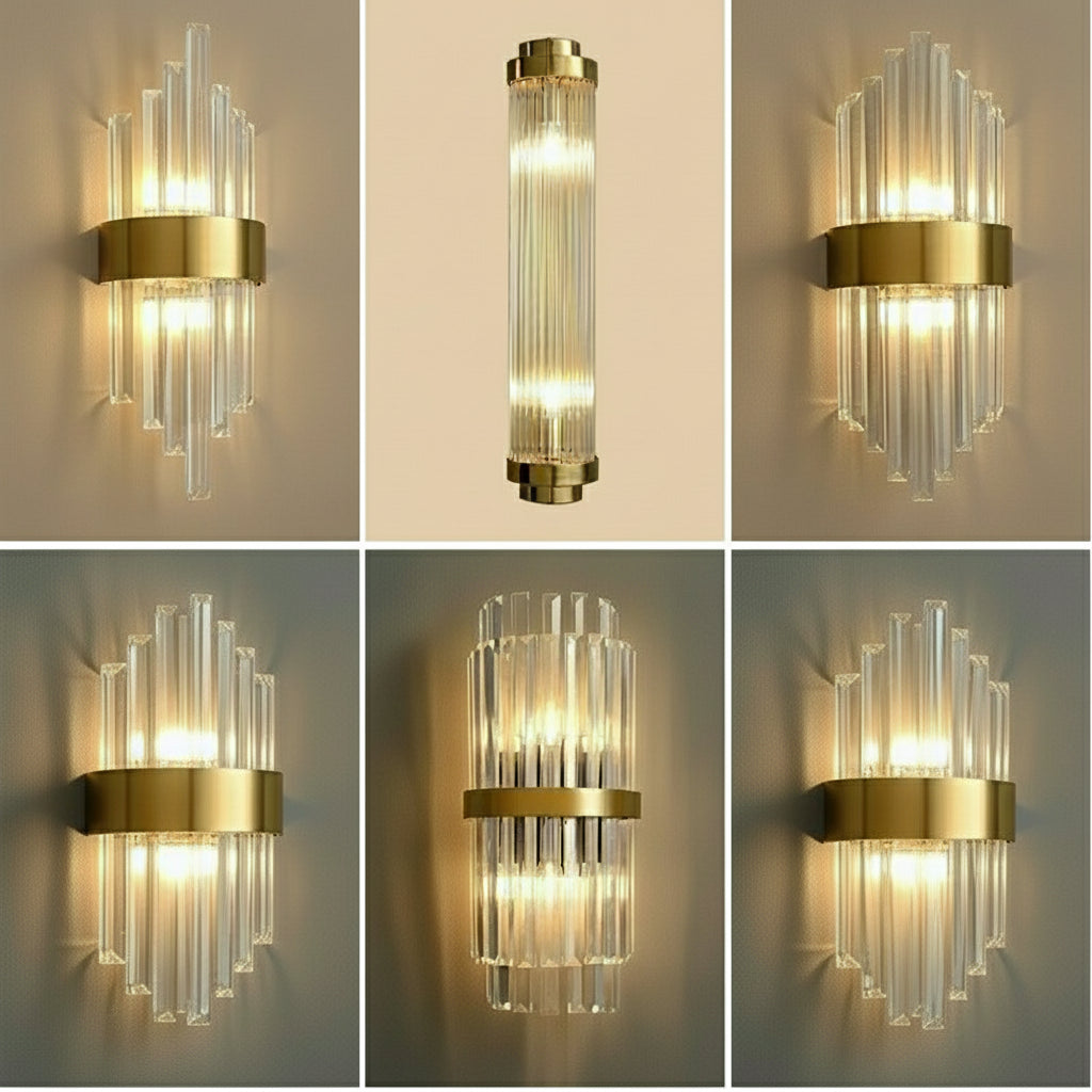 Arandela de Cristal Golden – Iluminação Sofisticada Art Deco