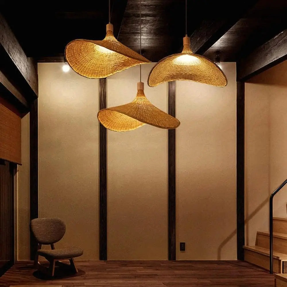 Lustre Pendente Decorativo de Bambu e Rattan 30, 40, 50, 60 e 80cm