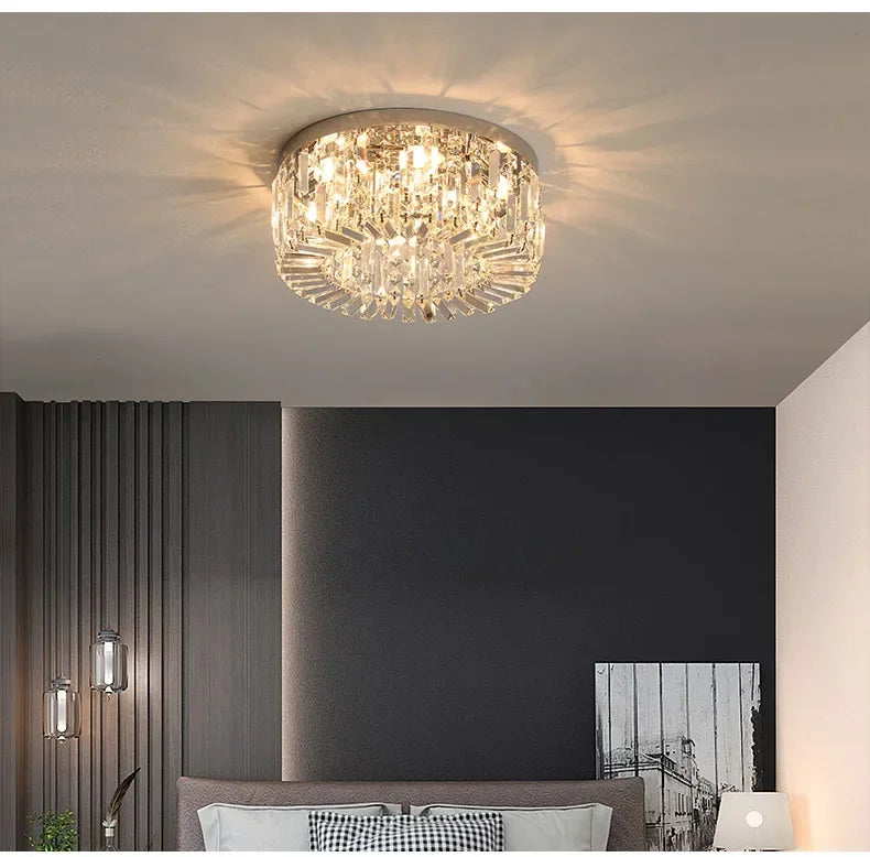 Lustre de Teto Redondo 40, 50, 60, 80cm Pingente de Cristal Moderno