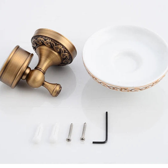 Saboneteira de Parede Vintage Bronze e Preto