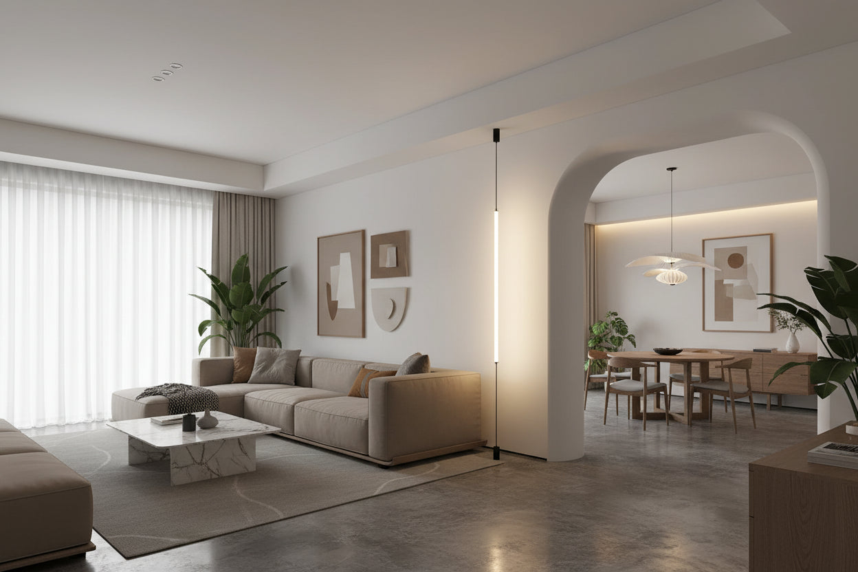 Luminária Vertical LED Piso ao Teto Italiana Minimalista Moderna