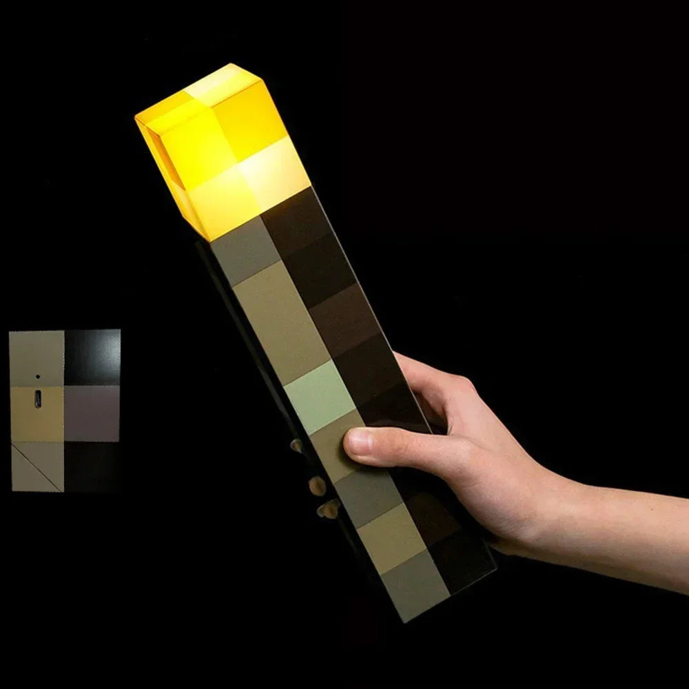 Luminárias Minecraft Recarregáveis – Cubo, Tocha ou Poção Mágica (LED, Sem Fio, 4 Cores)