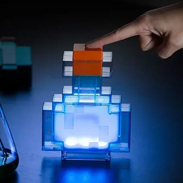 Luminárias Minecraft Recarregáveis – Cubo, Tocha ou Poção Mágica (LED, Sem Fio, 4 Cores)