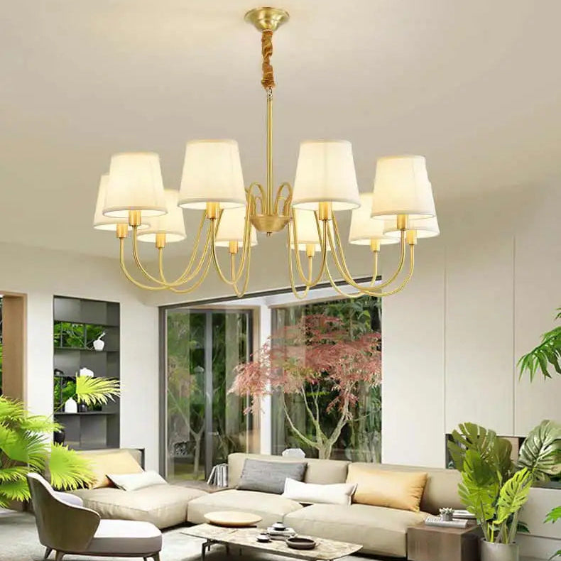 Lustre Dourado Vintage De 3 a 10 Cúpulas Pendente Tocheiro