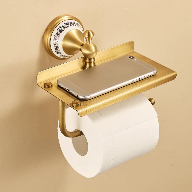 Porta Papel higiênico de Parede Vintage Bronze Retrô