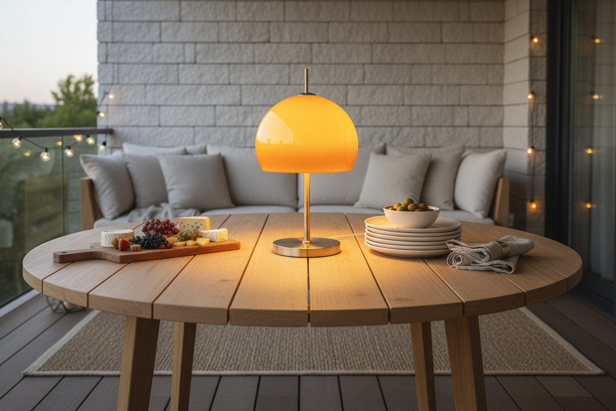 Luminária de Mesa e Piso Bauhaus Cogumelo – Vidro Degradê Laranja LED