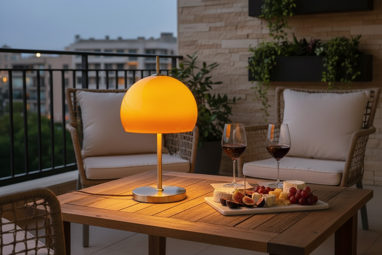 Luminária de Mesa e Piso Bauhaus Cogumelo – Vidro Degradê Laranja LED