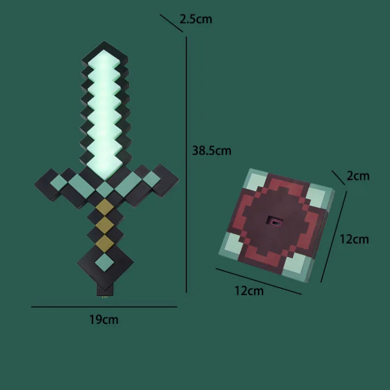 Luminaria de Mesa Espada Minecraft Com Base Recarregável
