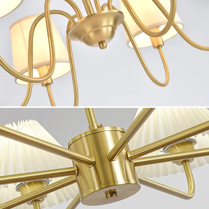 Lustre Dourado Vintage De 3 a 10 Cúpulas Pendente Tocheiro