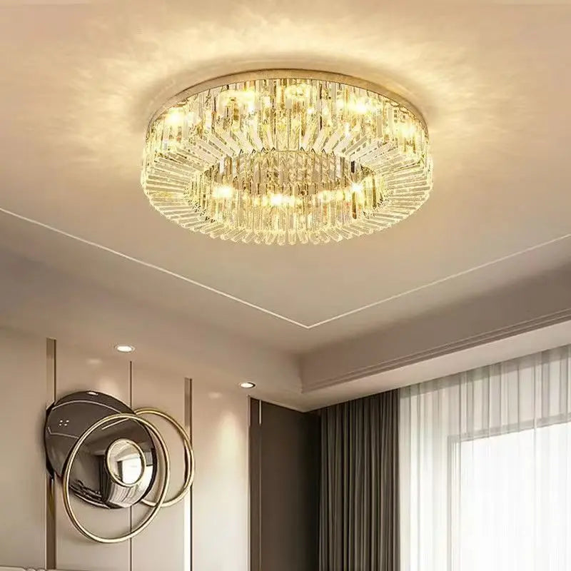 Lustre de Teto Redondo 40, 50, 60, 80cm Pingente de Cristal Moderno