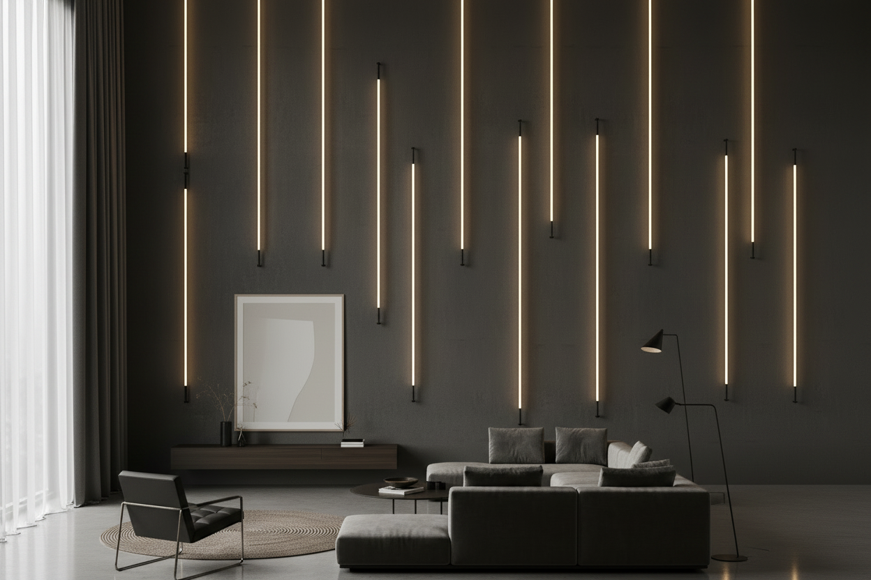 Viral 360 Piso Teto Lustre Pendente LED Vertical Moderno para Escadas e Pé-Direito Duplo 2m a 10m
